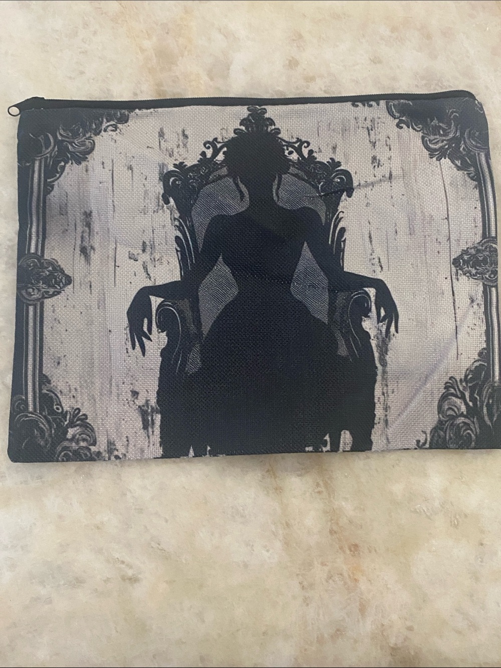 Black & Gray Gothic Queen Zip Pouch
